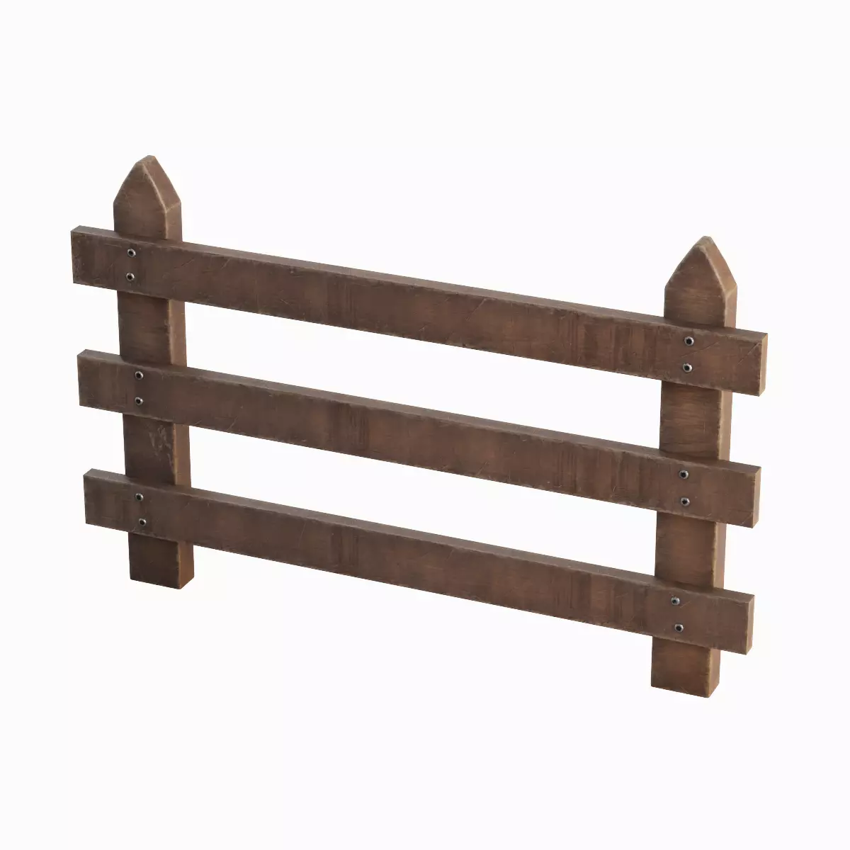 Rustic Wooden Fence 01 Low-poly 3D model_0