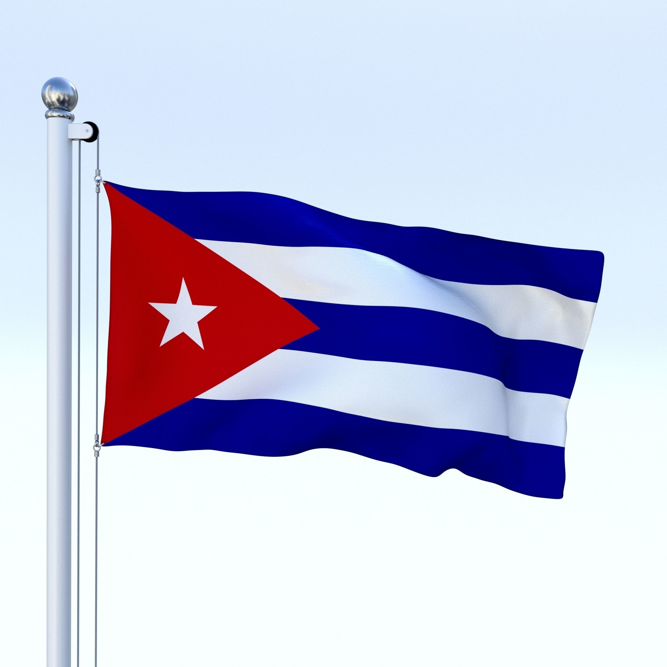 Animated Cuba Flag Low-poly 3D model_26