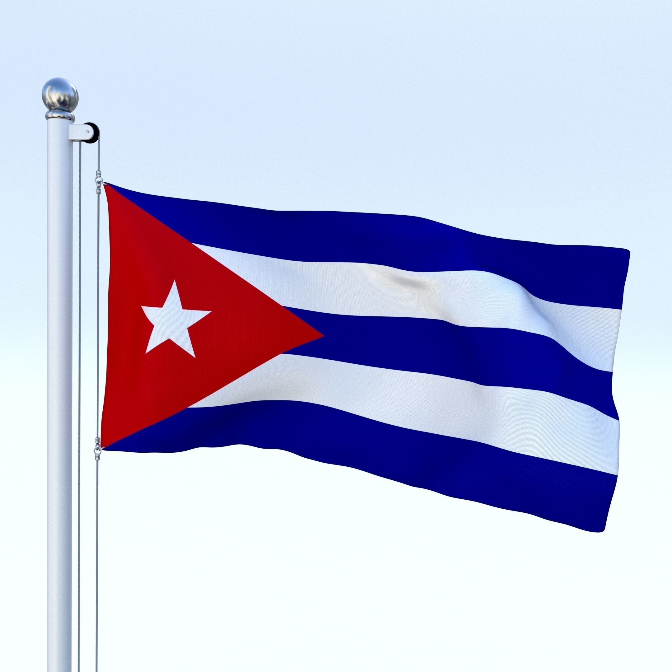 Animated Cuba Flag Low-poly 3D model_12
