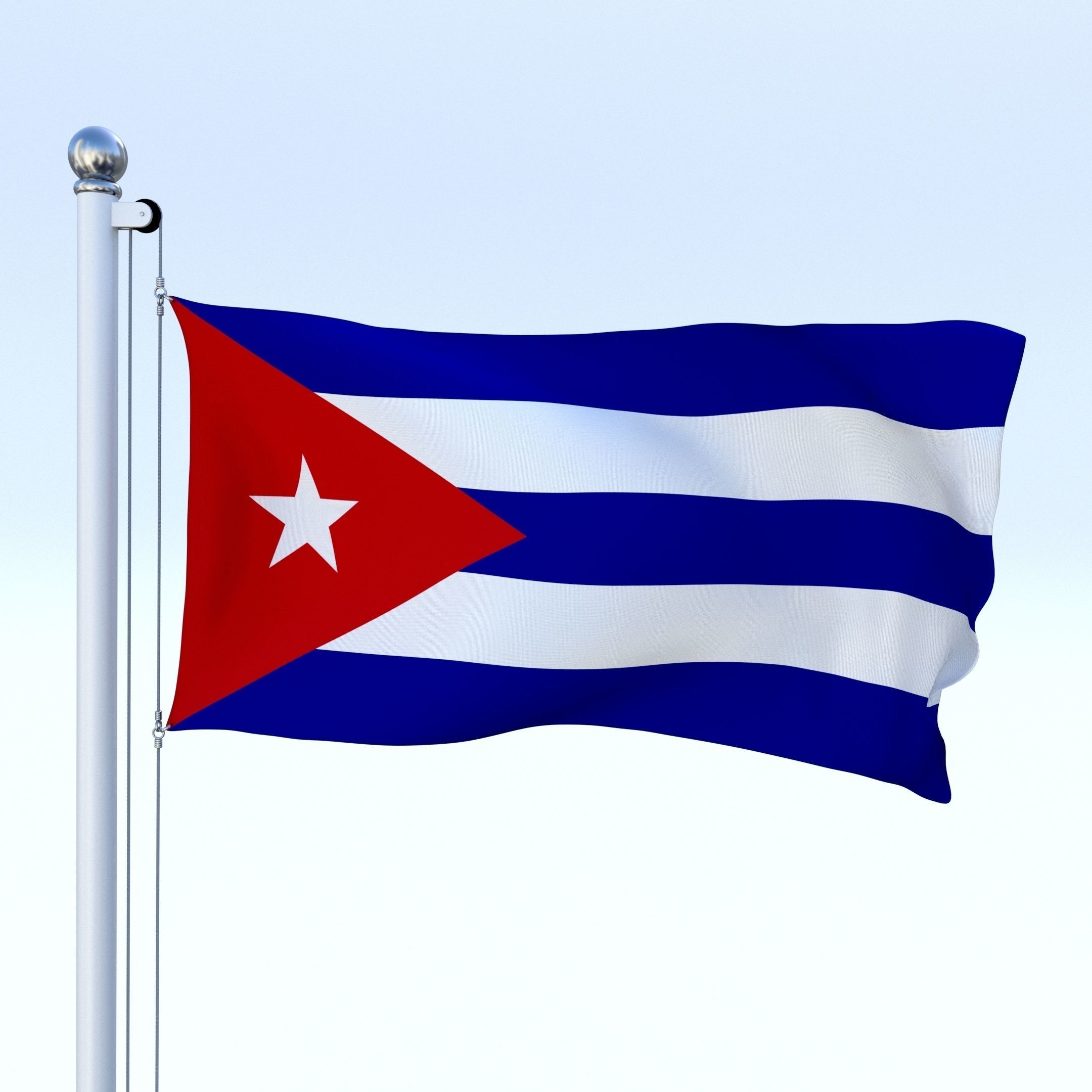 Animated Cuba Flag Low-poly 3D model_17