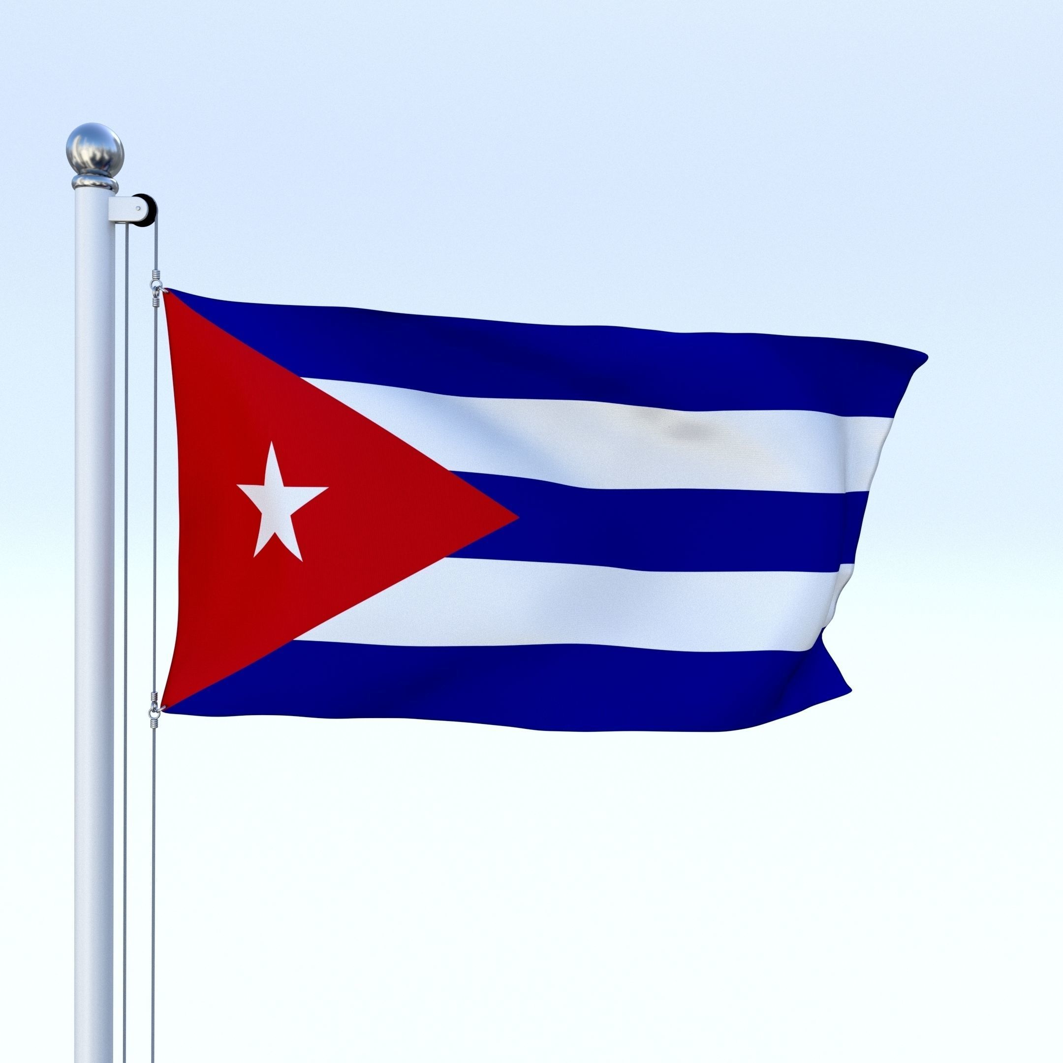 Animated Cuba Flag Low-poly 3D model_1