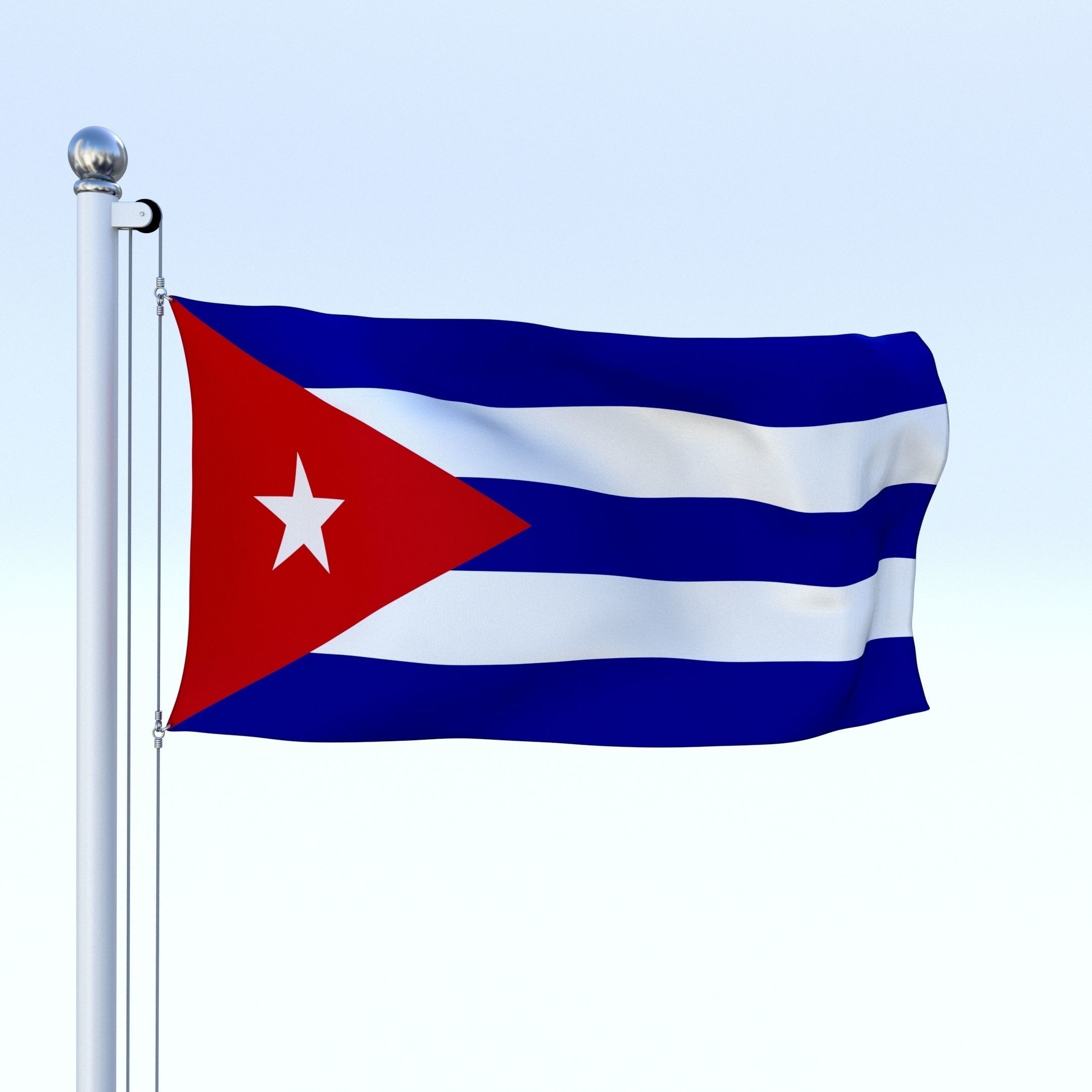 Animated Cuba Flag Low-poly 3D model_8