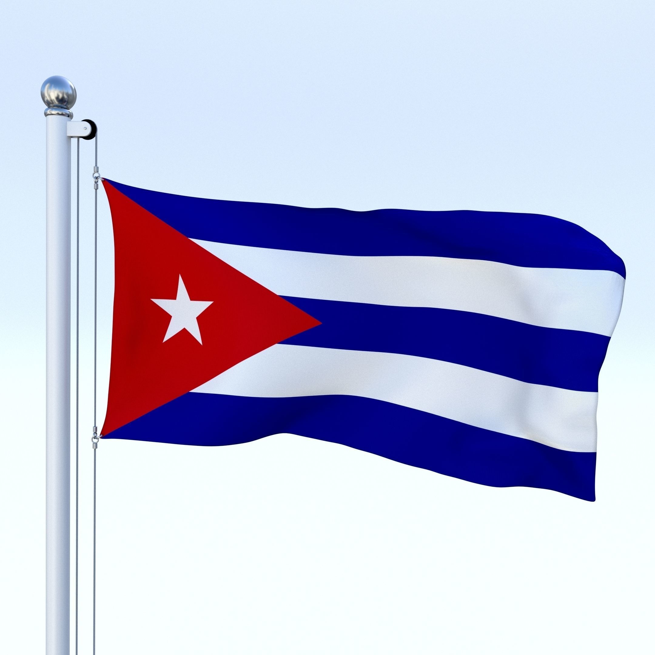 Animated Cuba Flag Low-poly 3D model_2