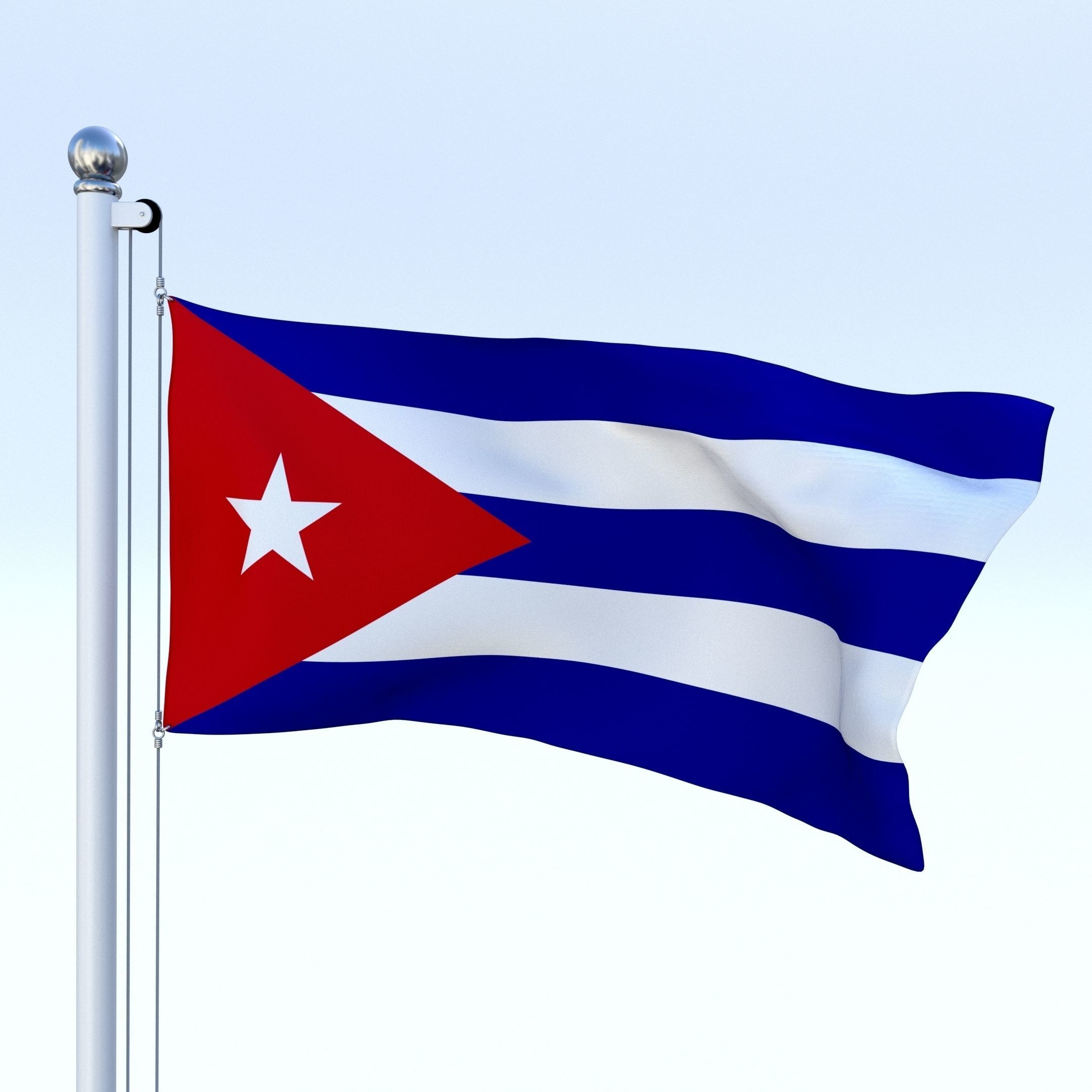 Animated Cuba Flag Low-poly 3D model_6