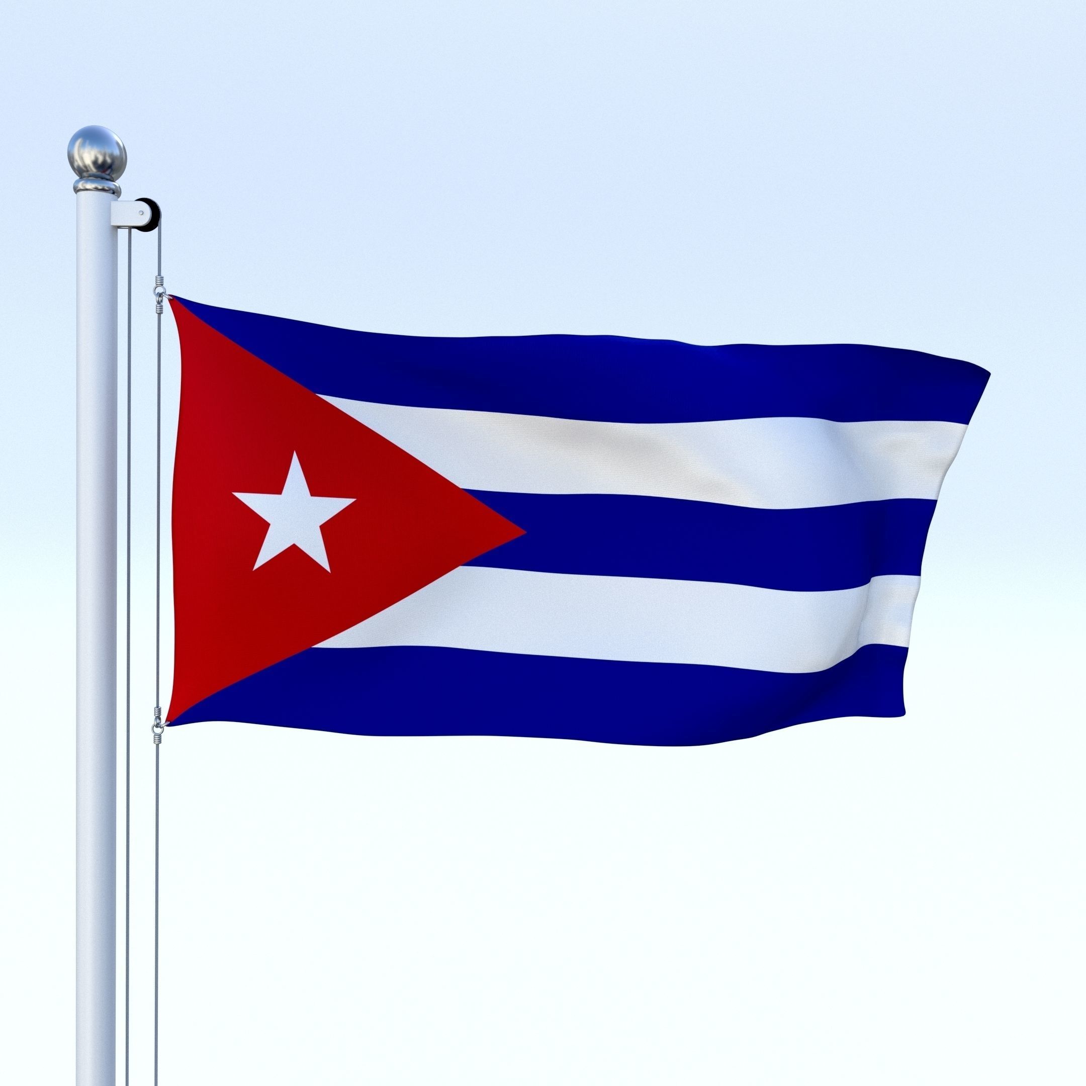 Animated Cuba Flag Low-poly 3D model_11