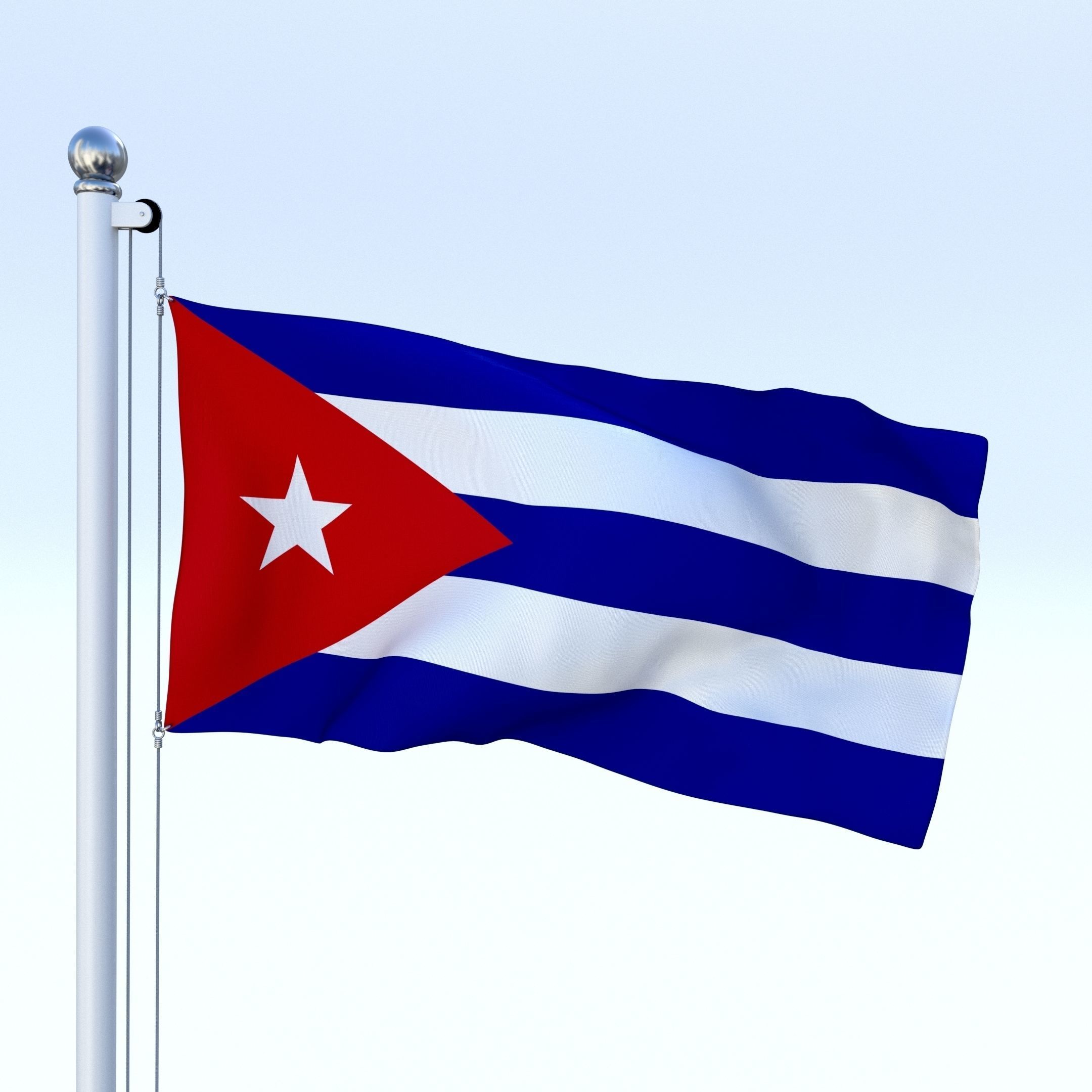 Animated Cuba Flag Low-poly 3D model_7
