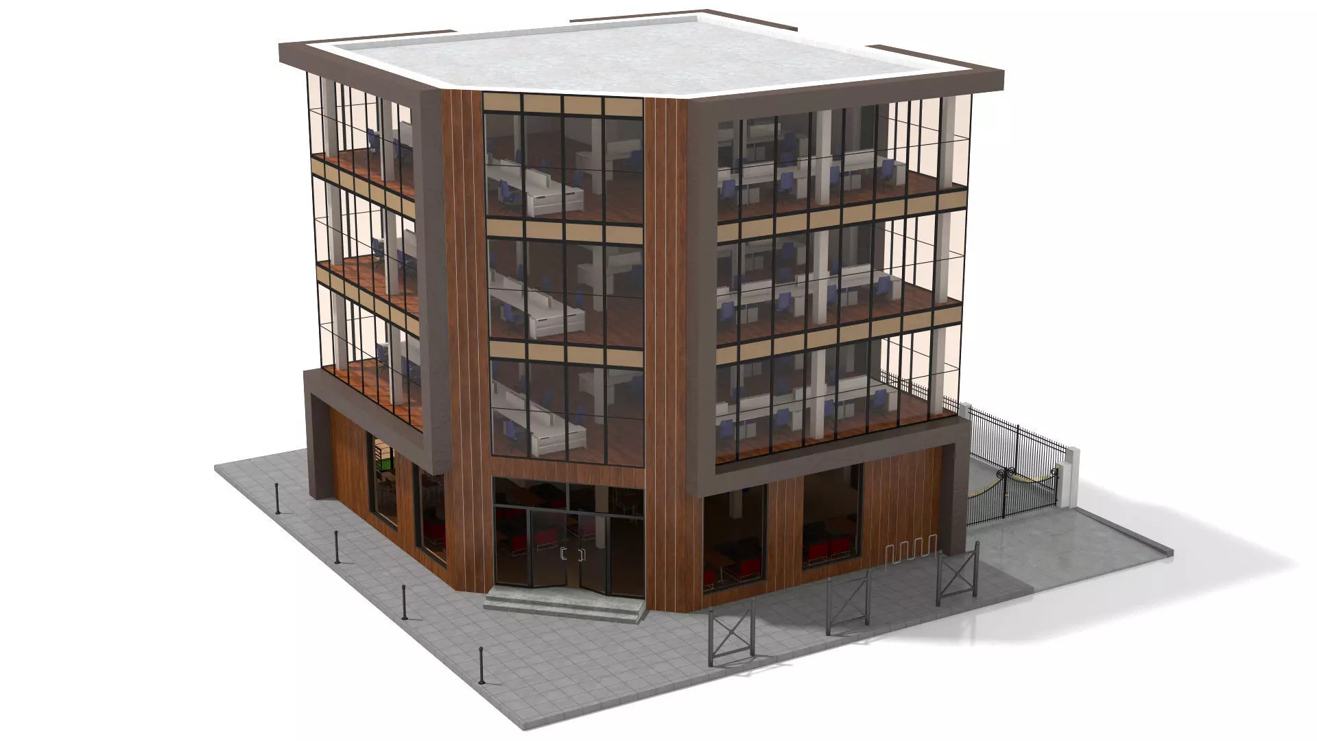 Office Building Low-poly 3D model_3