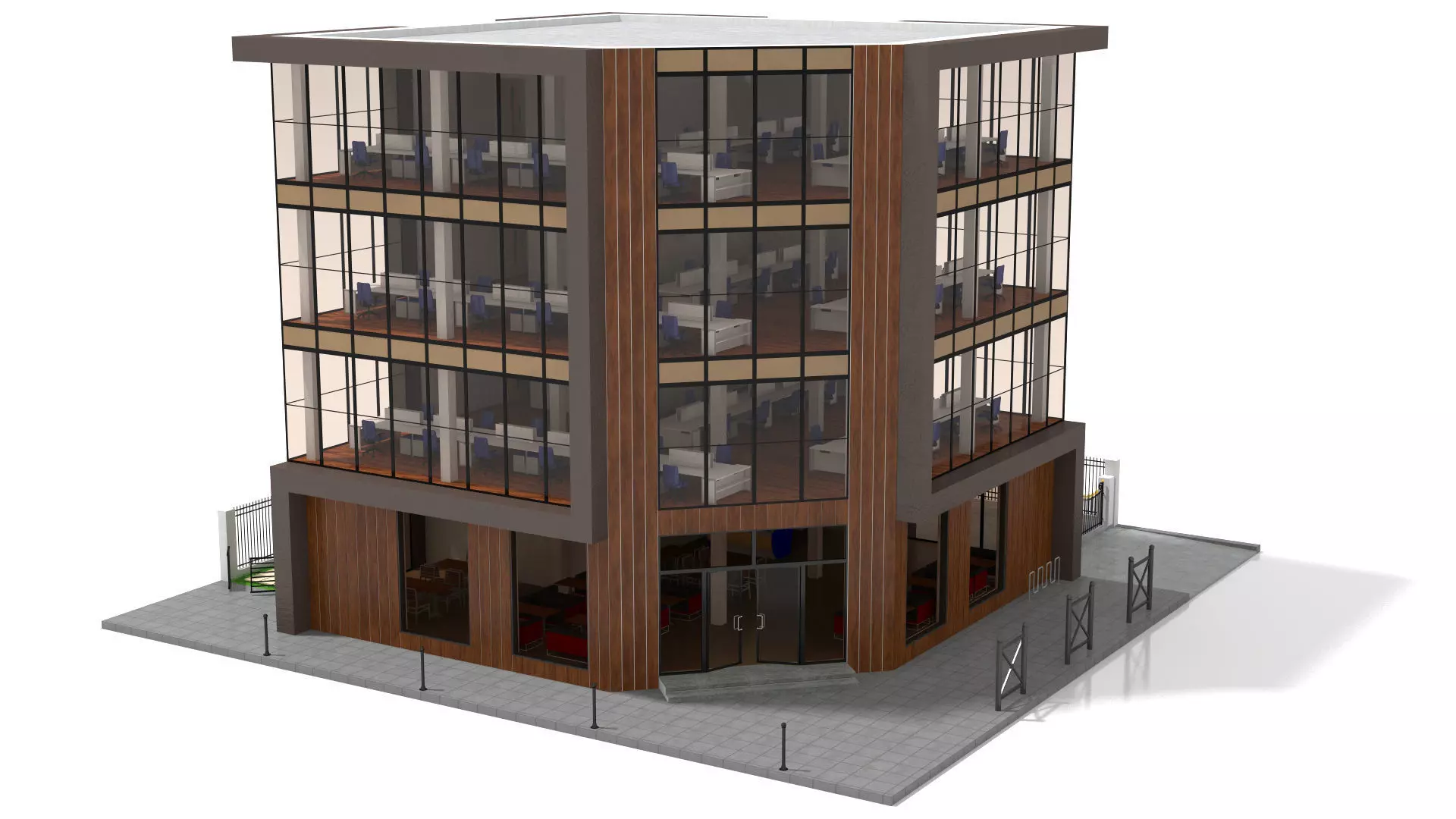 Office Building Low-poly 3D model_2