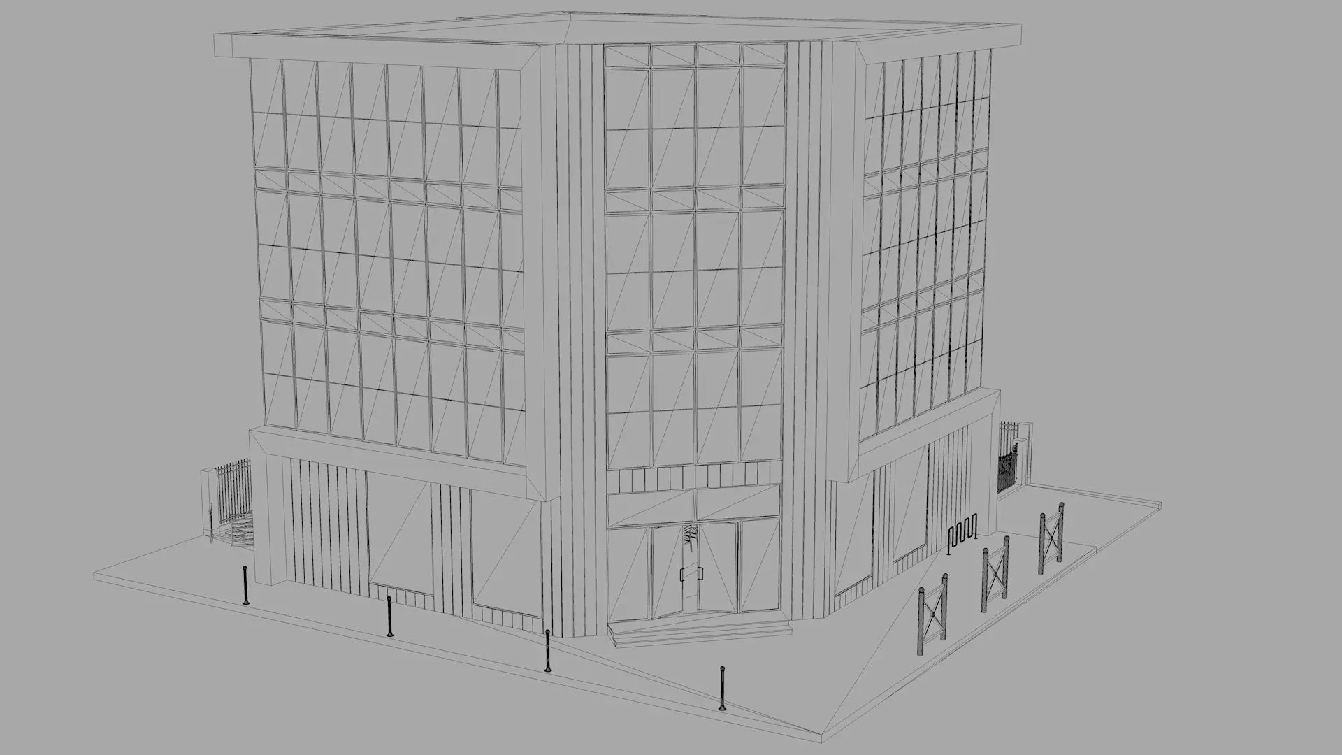 Office Building Low-poly 3D model_13