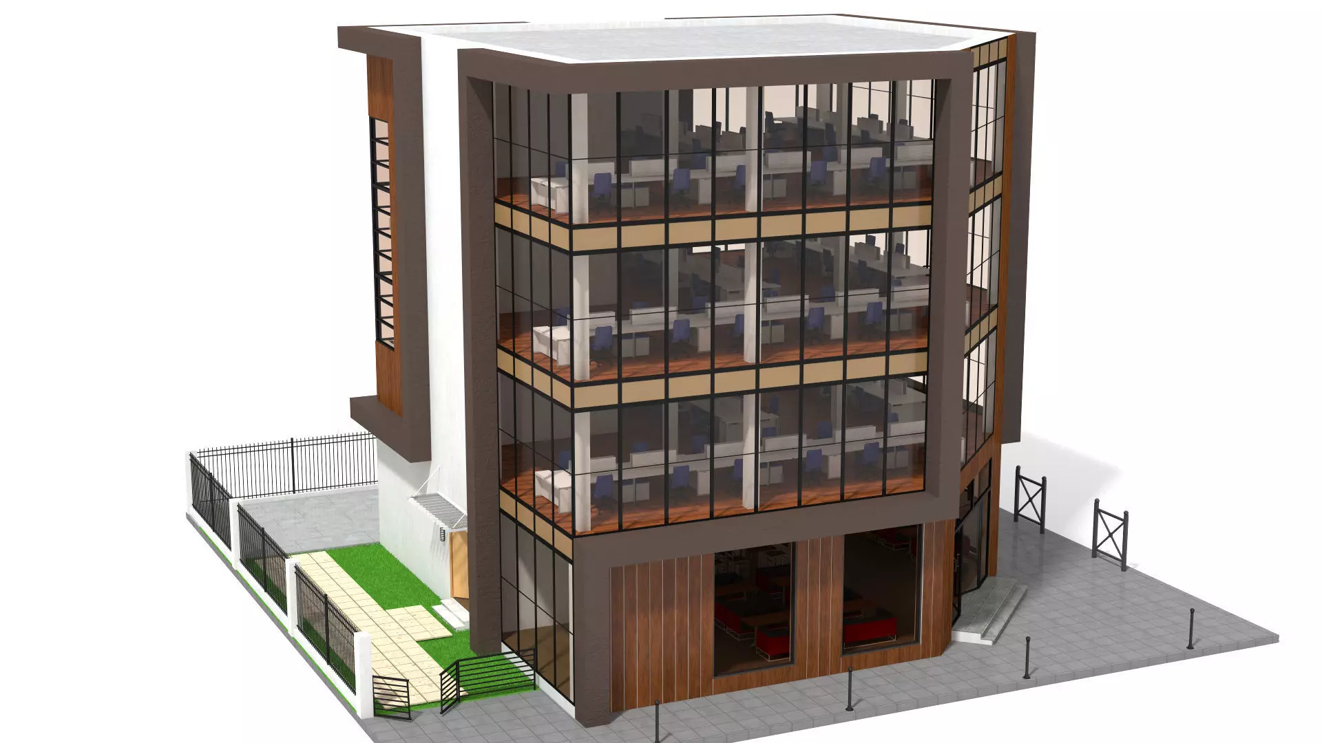 Office Building Low-poly 3D model_7