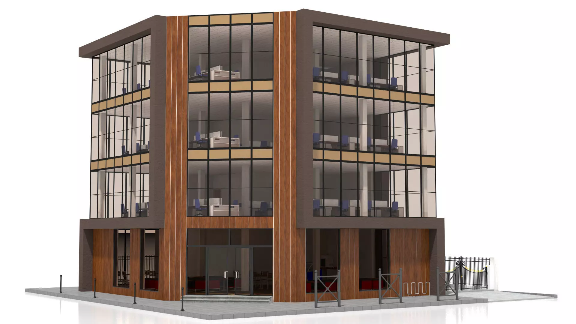 Office Building Low-poly 3D model_12