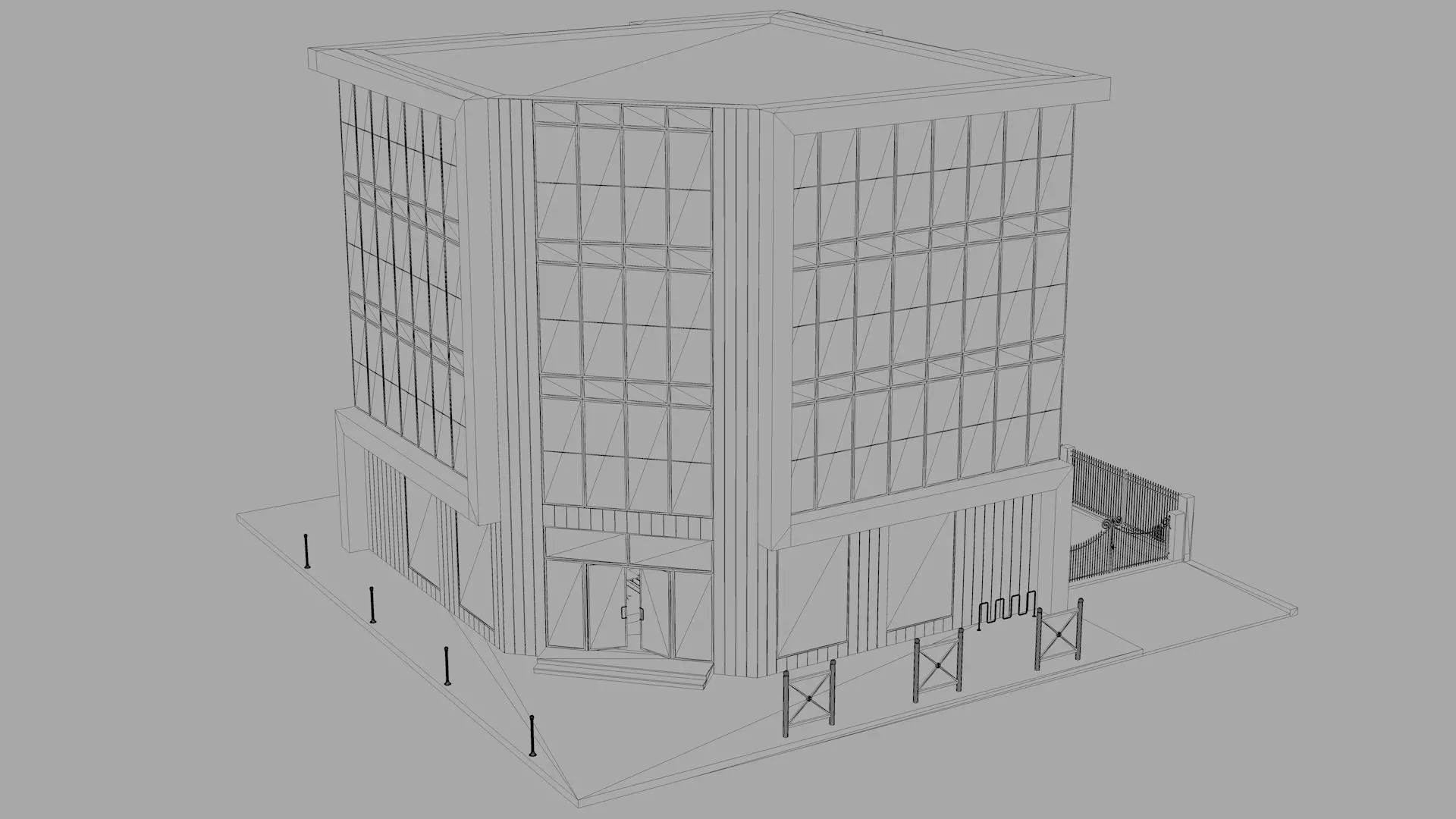 Office Building Low-poly 3D model_14