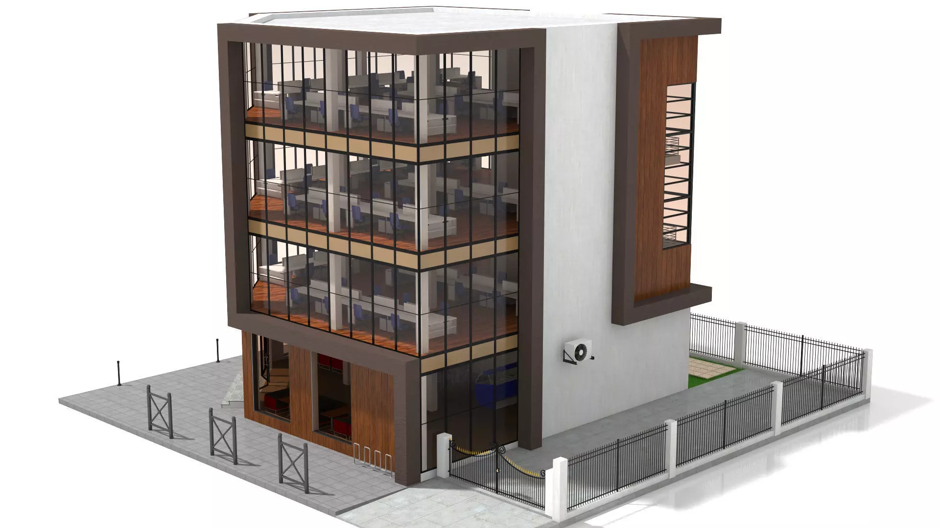 Office Building Low-poly 3D model_9