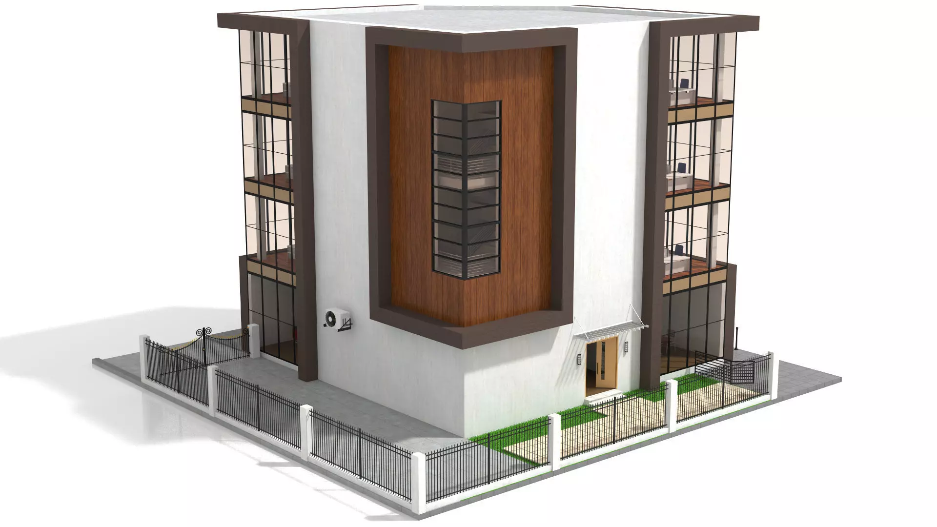 Office Building Low-poly 3D model_5