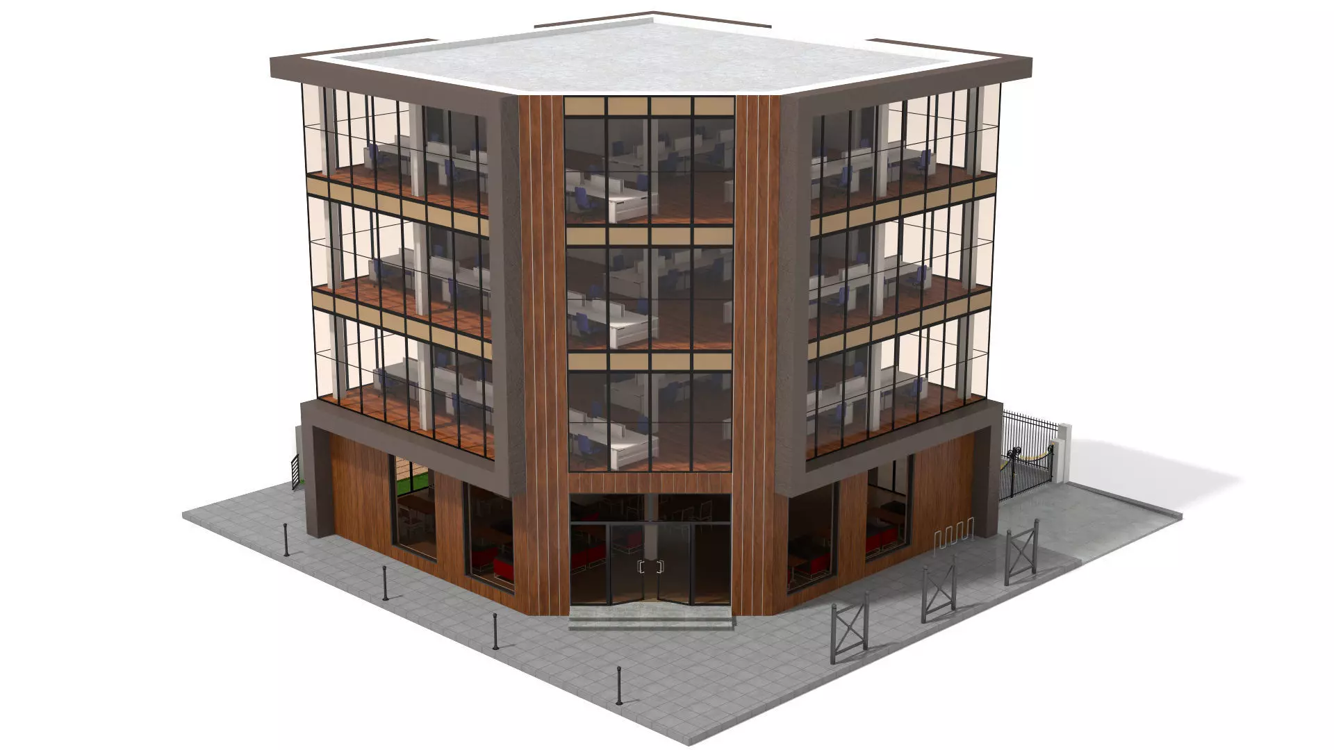 Office Building Low-poly 3D model_4
