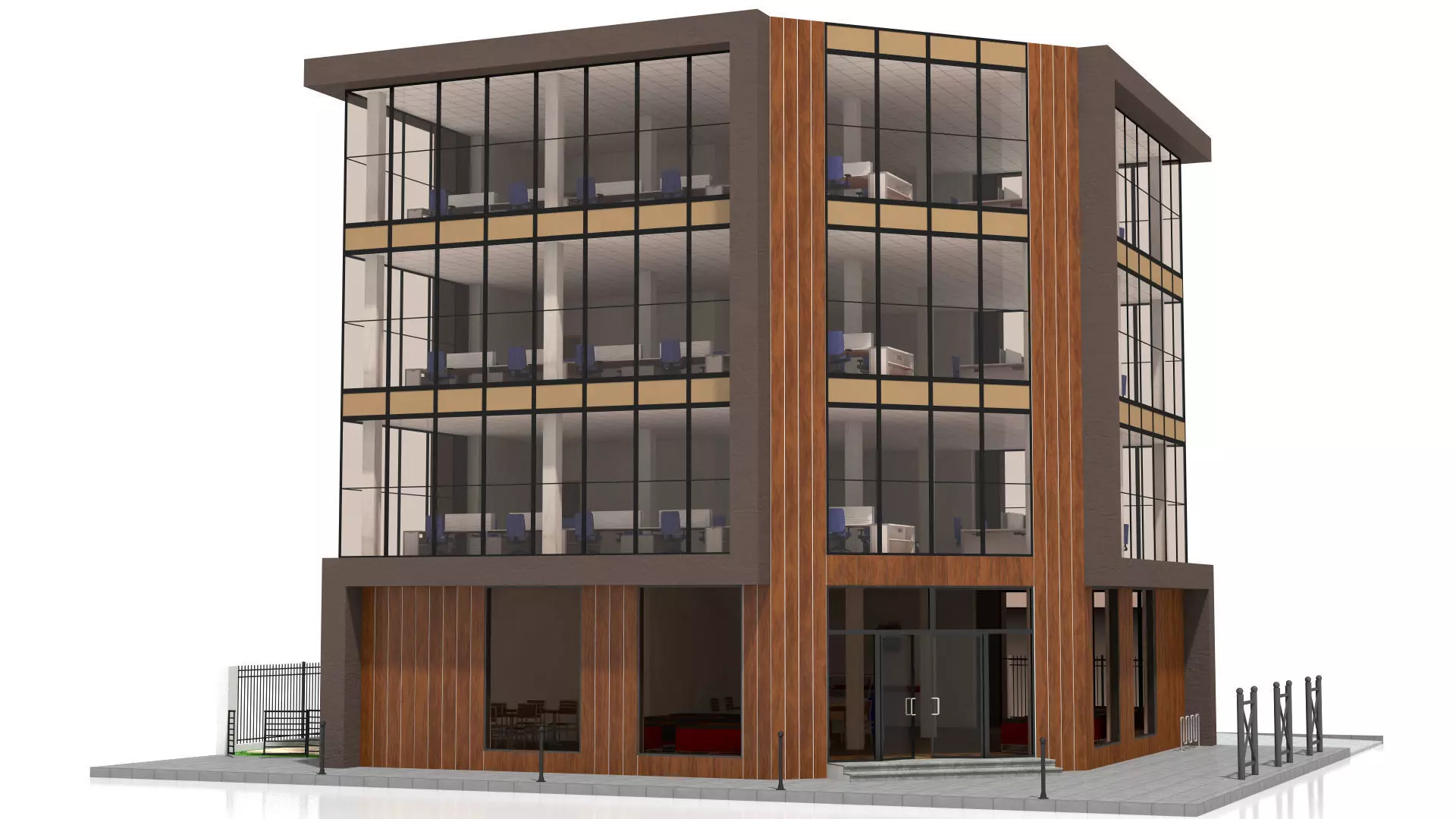 Office Building Low-poly 3D model_11