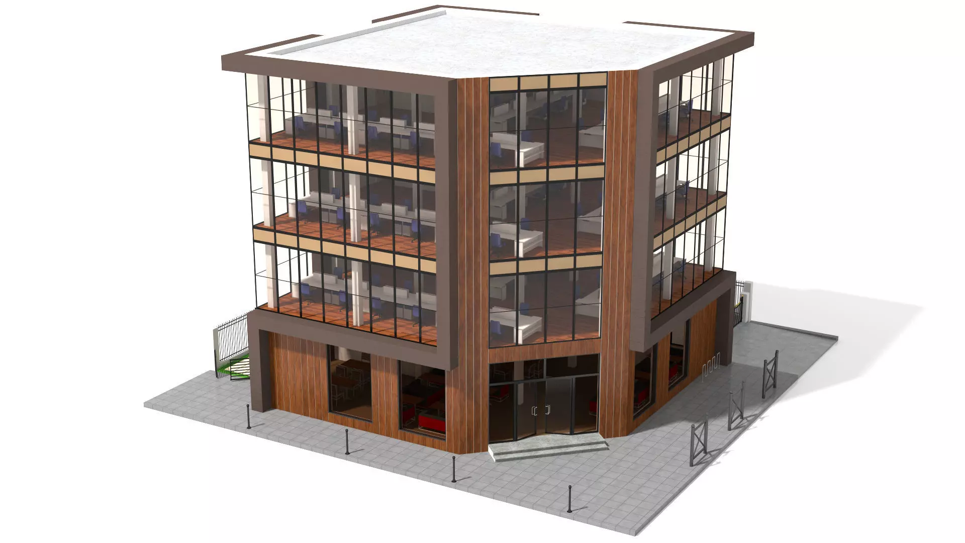Office Building Low-poly 3D model_0