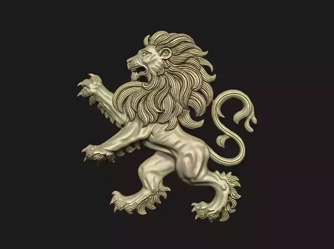 lion logo cnc laser wood home artcam decor asset crest beast cad