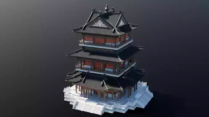 Blender Chinese Ancient Architecture Pavilion Model