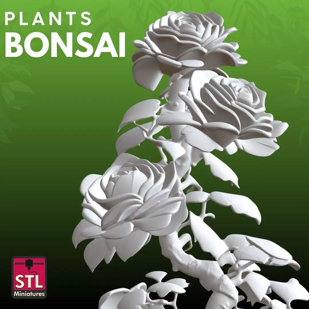Bonsai Rose STL Artistic Nature 3D Model 3D print model_5