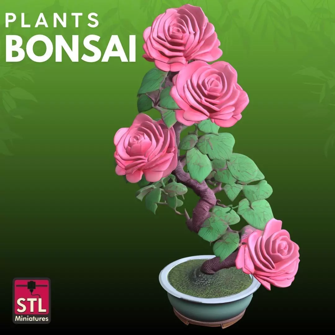 Bonsai Rose STL Artistic Nature 3D Model 3D print model_1