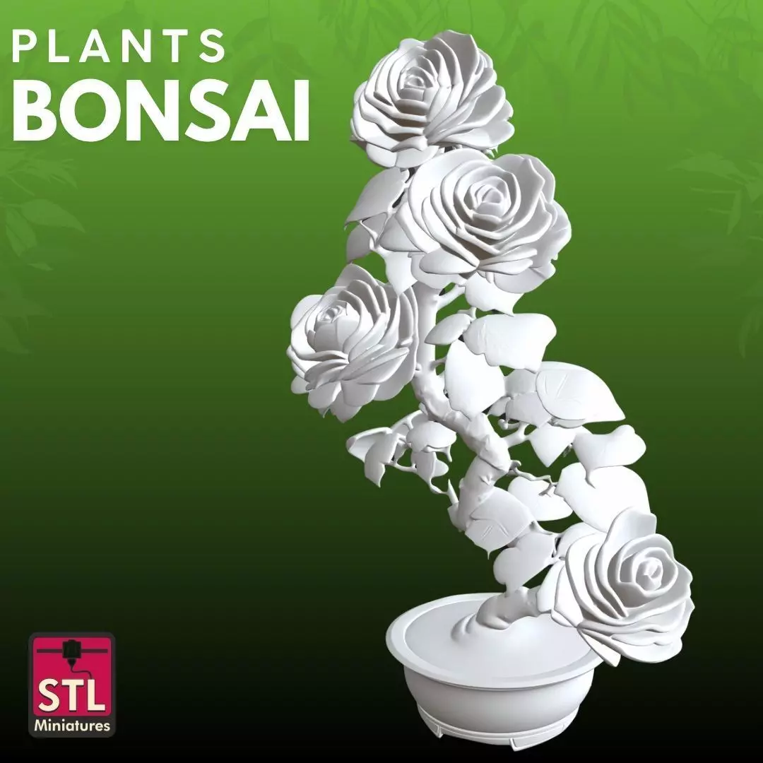 Bonsai Rose STL Artistic Nature 3D Model 3D print model_4