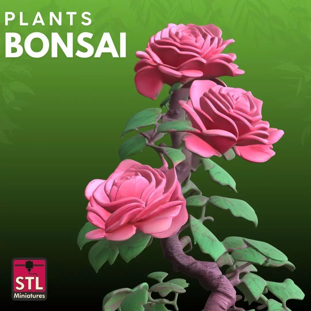 Bonsai Rose STL Artistic Nature 3D Model 3D print model_2
