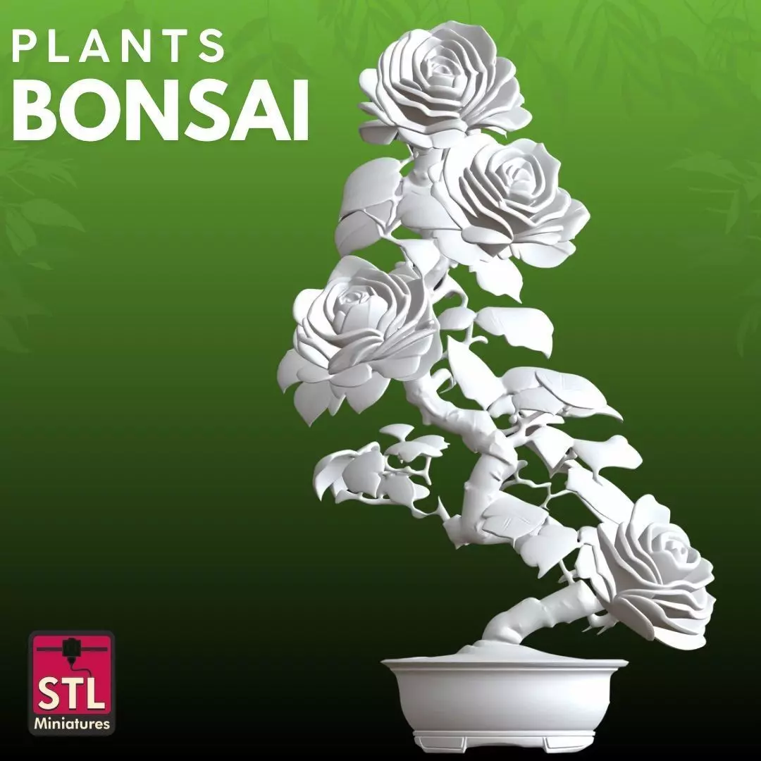 Bonsai Rose STL Artistic Nature 3D Model 3D print model_3