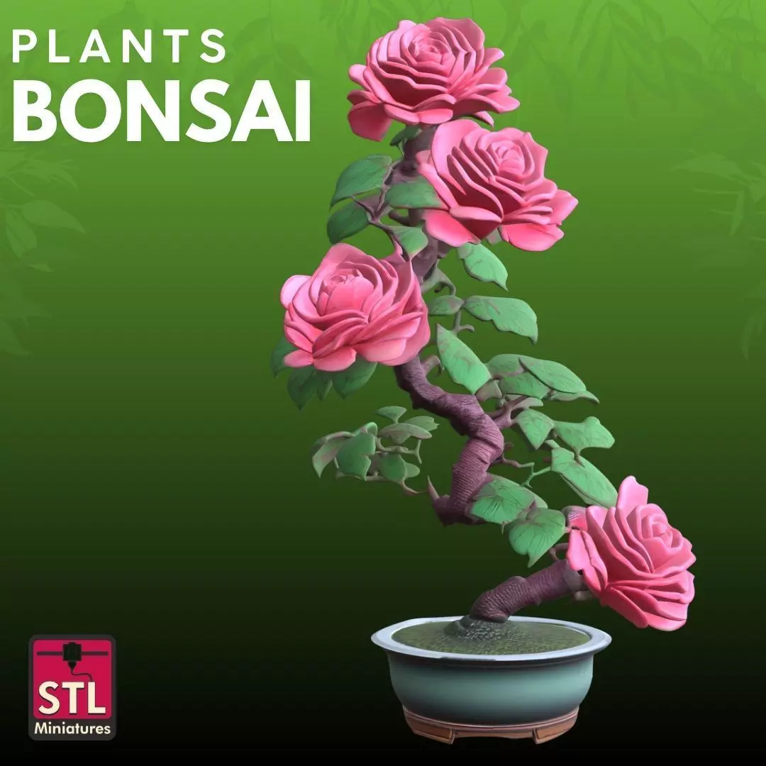 Bonsai Rose STL Artistic Nature 3D Model 3D print model_0