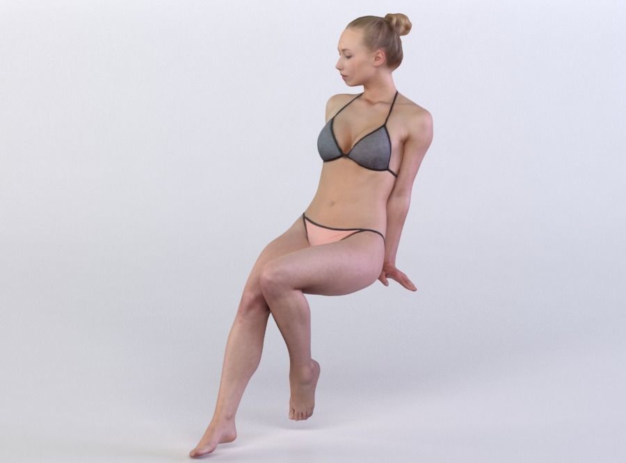 Tilda 0213 Woman sitting in underwear 3D model_1