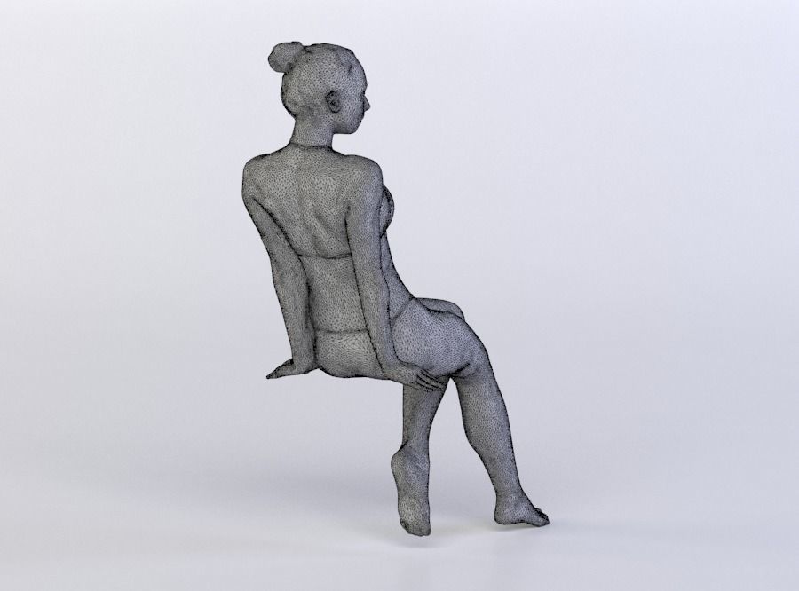 Tilda 0213 Woman sitting in underwear 3D model_7