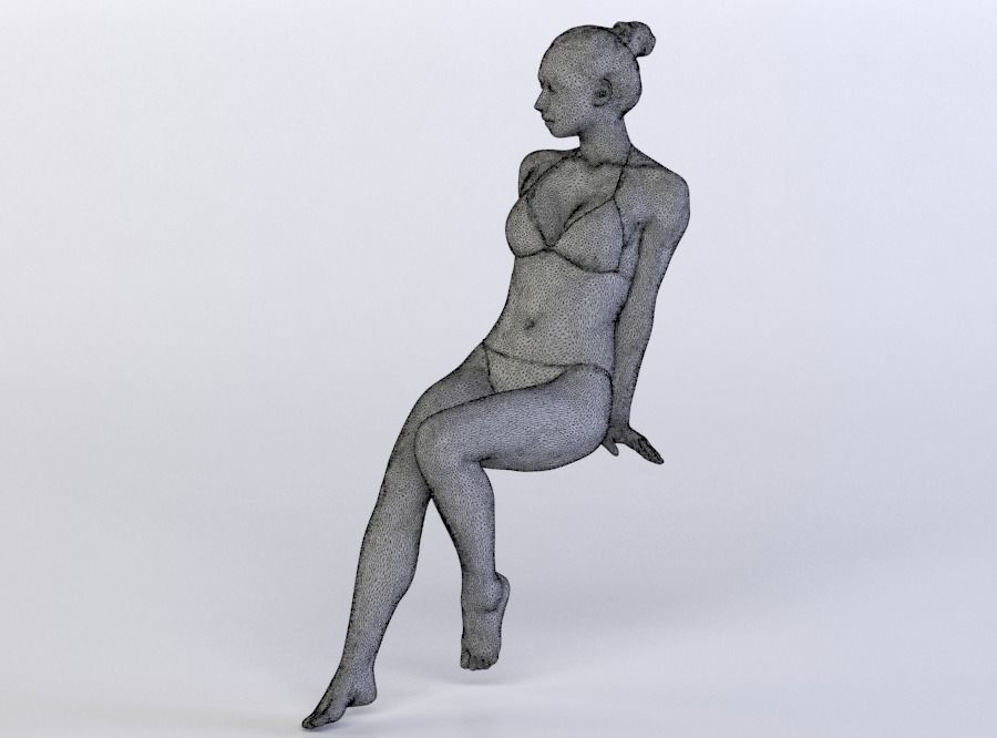 Tilda 0213 Woman sitting in underwear 3D model_5