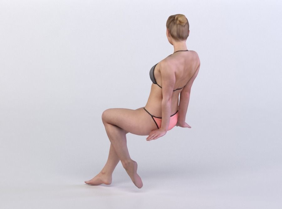 Tilda 0213 Woman sitting in underwear 3D model_2