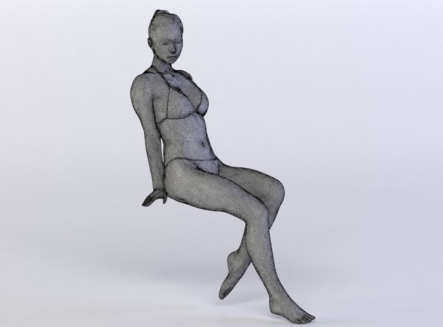 Tilda 0213 Woman sitting in underwear 3D model_4