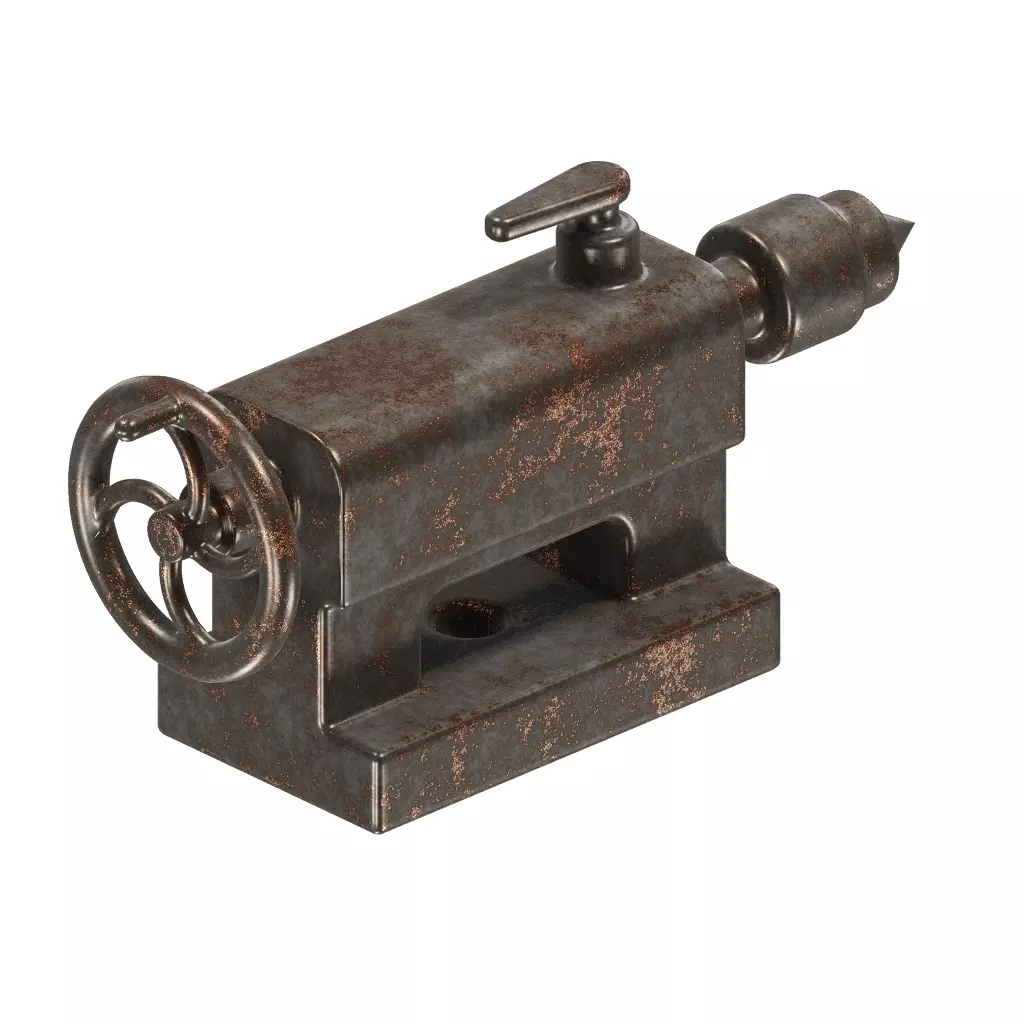 Rusty Lathe TailStock 3D model_2