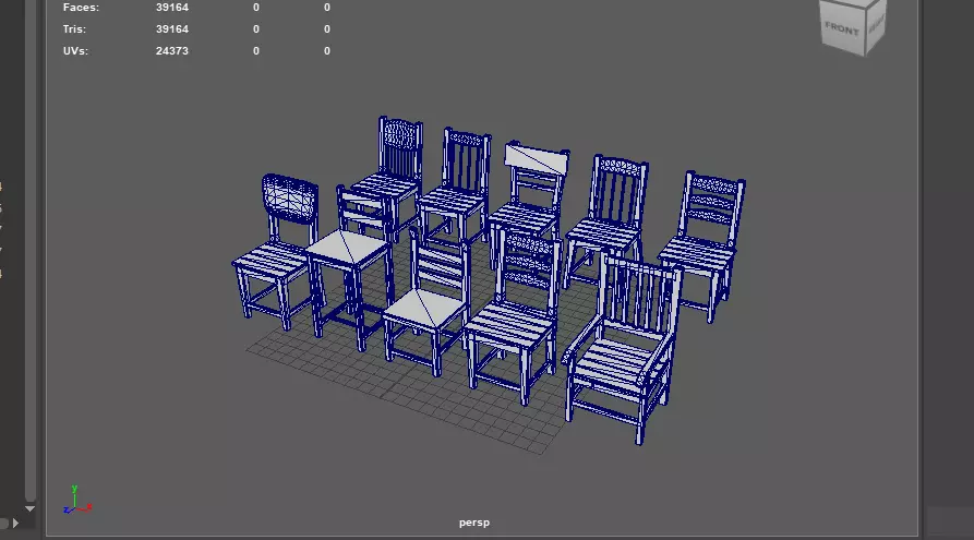 Wooden chairs set 3D model_16