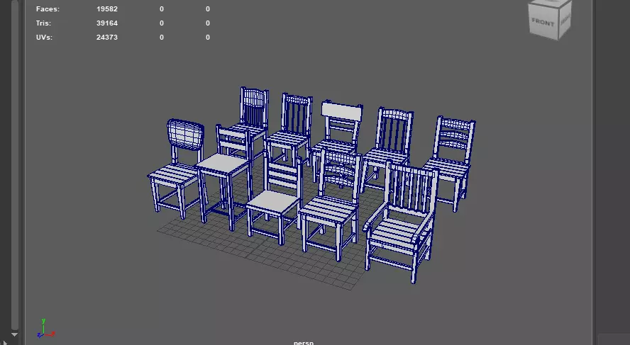Wooden chairs set 3D model_14