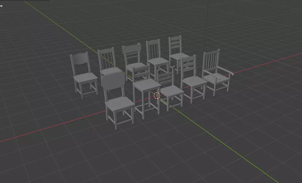 Wooden chairs set 3D model_17