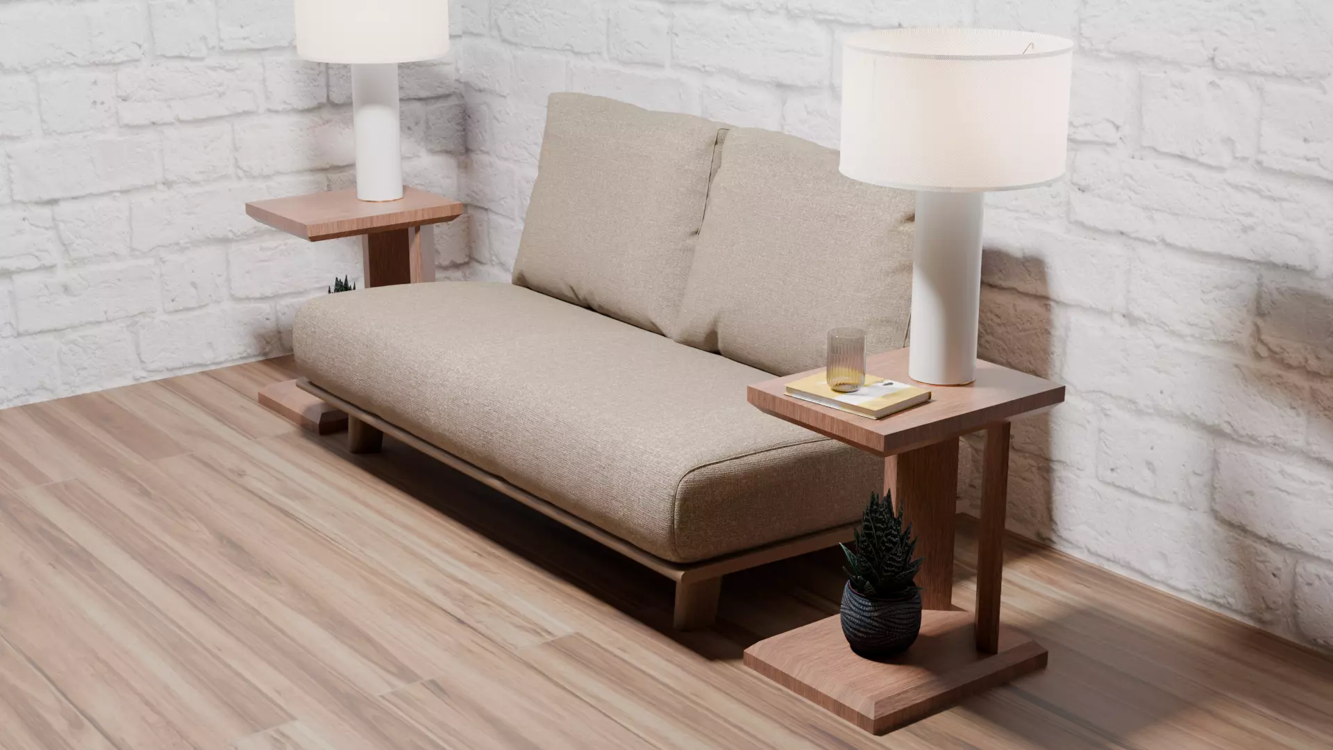 Basic Wood Sofa Side Table Free low-poly 3D model