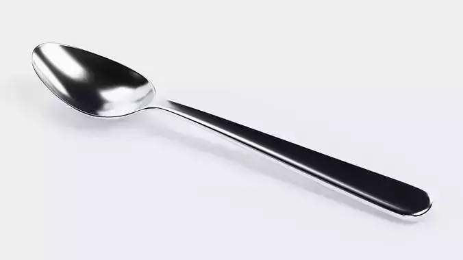 Little Spoon - Stainless Steel Teaspoon Cutlery Utensil Low-poly 3D model 2