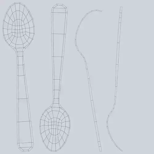 Little Spoon - Stainless Steel Teaspoon Cutlery Utensil Low-poly 3D model 7