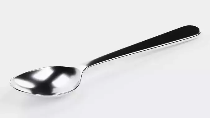Little Spoon - Stainless Steel Teaspoon Cutlery Utensil Low-poly 3D model 5