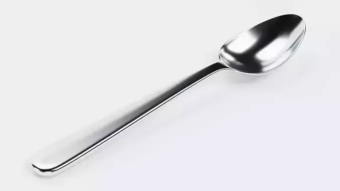 Little Spoon - Stainless Steel Teaspoon Cutlery Utensil Low-poly 3D model 6