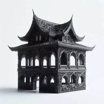 3D Traditional Chinese House Architecture Model 3D print model
