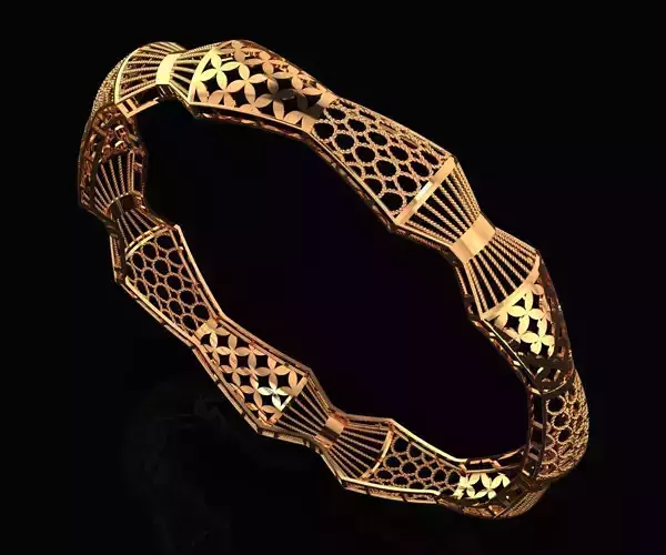 1228 Honeycomb and Blossom Bangle