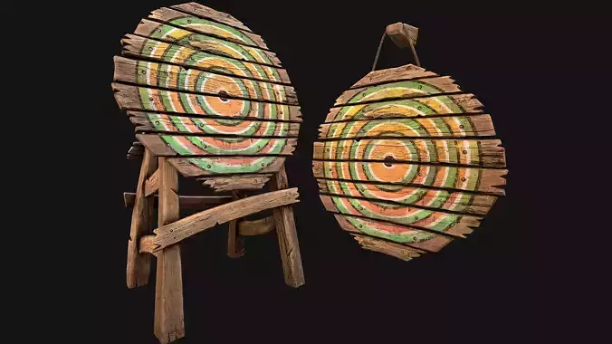 Medieval Wooden Target Barracks Furniture Environment