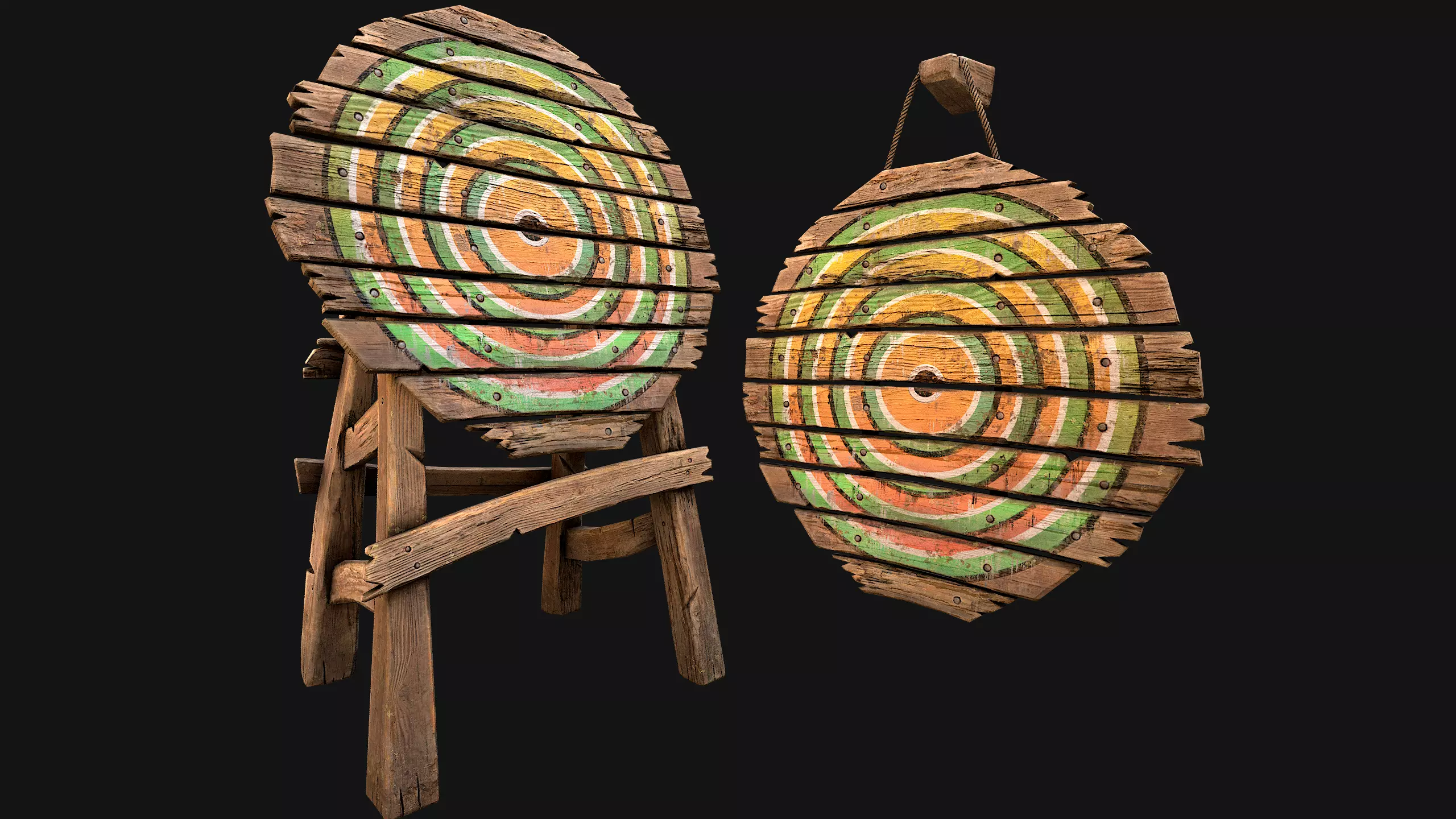 Medieval Wooden Target Barracks Furniture Environment Low-poly 3D model