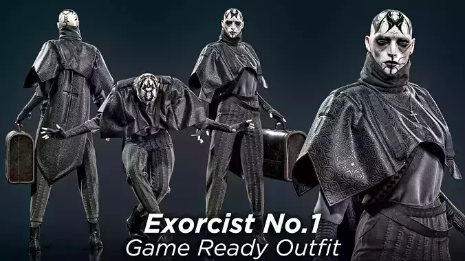 Exorcist No1 Game Ready Outfit Marvelous Designer LOD Texture