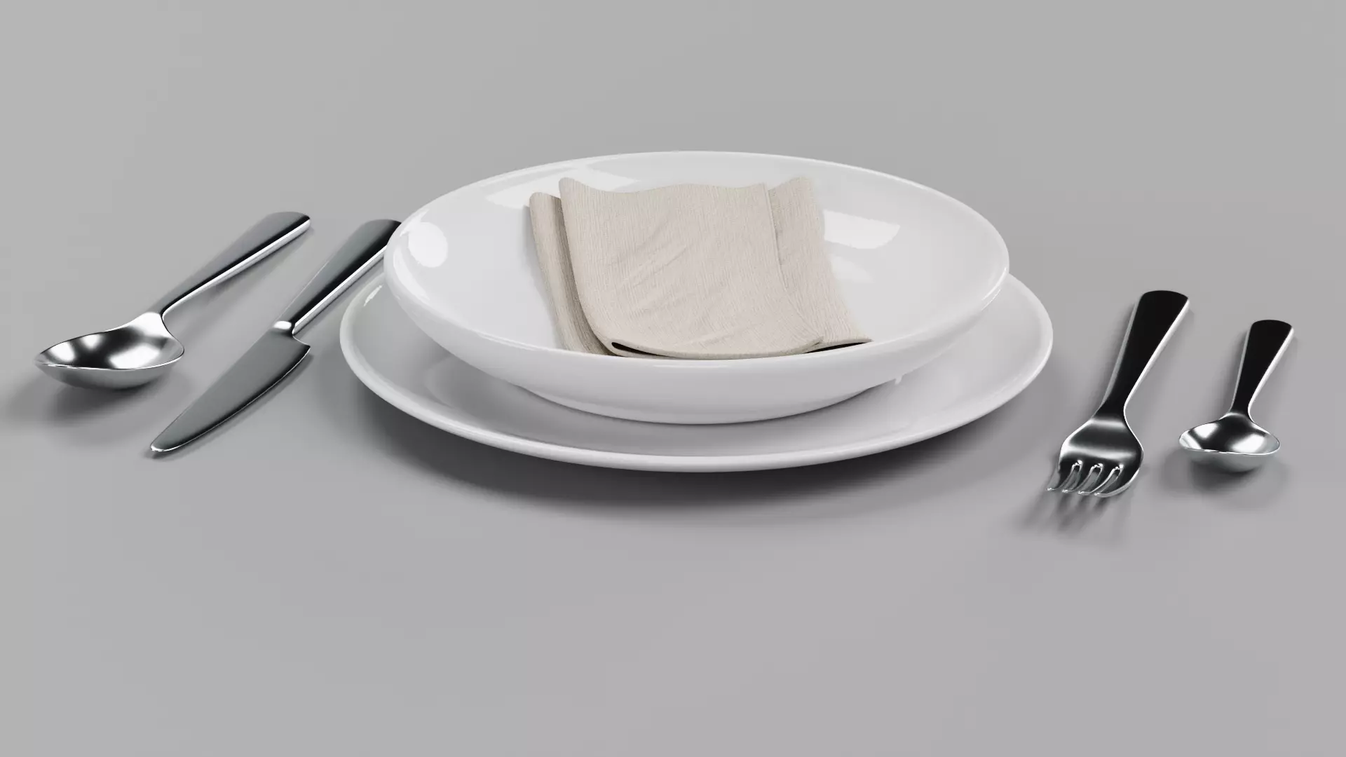 -Plates Cutlery and with Napkin- 3D model_4