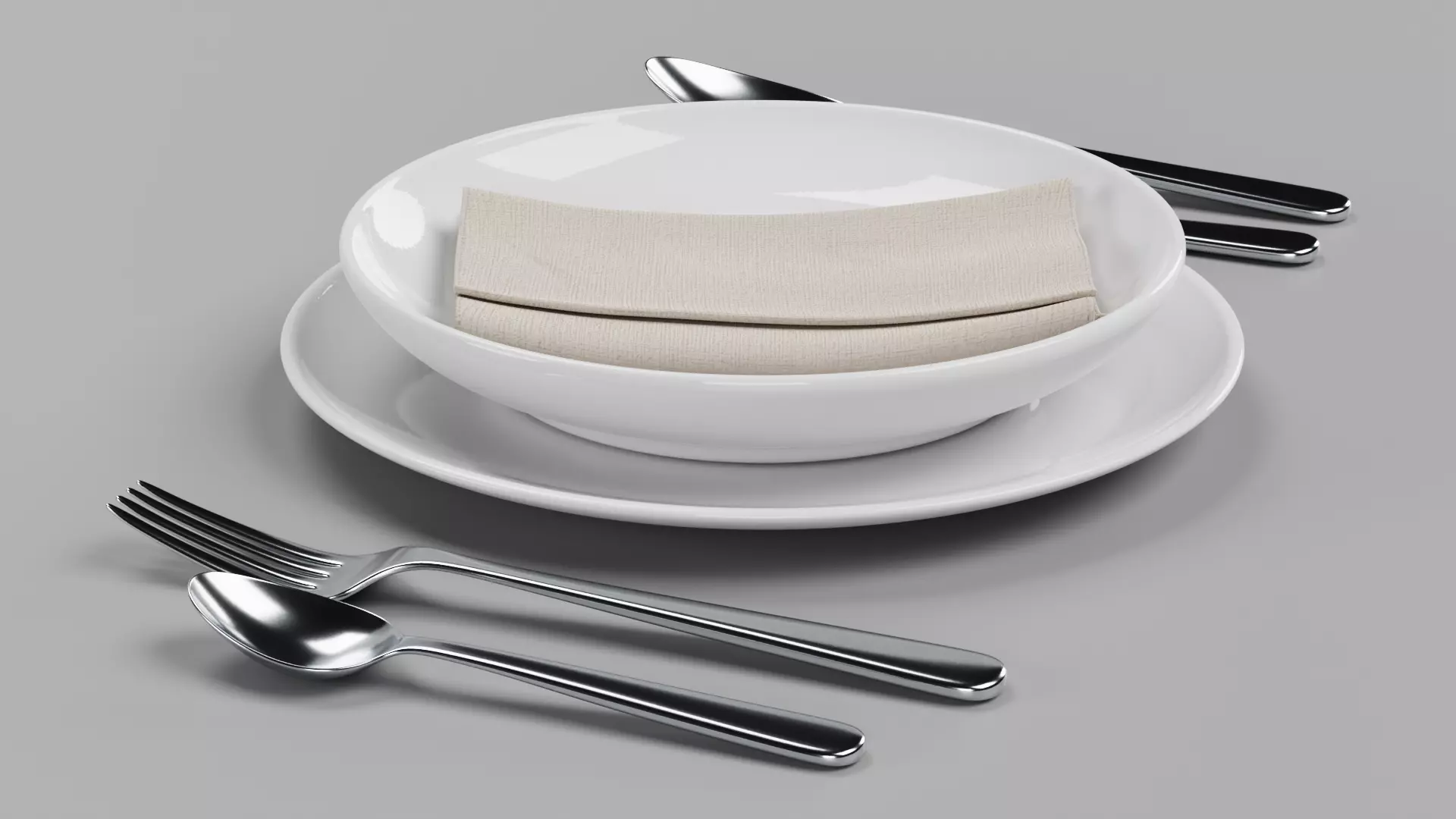 -Plates Cutlery and with Napkin- 3D model_3